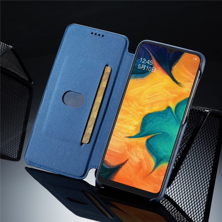 Lc. Coque de Téléphone en Cuir de Style Rétro Imeeke Avec Support de Carte Pour Samsung Galaxy A20e - Bleu