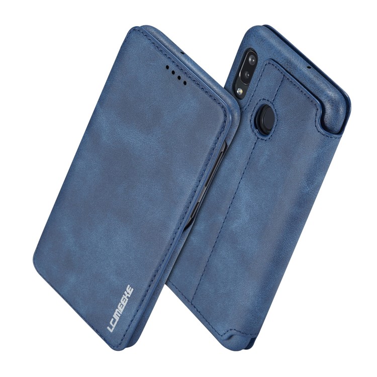 Lc. Cáscara de Teléfono de Cuero de Estilo Retro Imeeke Con Soporte Para Tarjetas Para Samsung Galaxy A20e - Azul