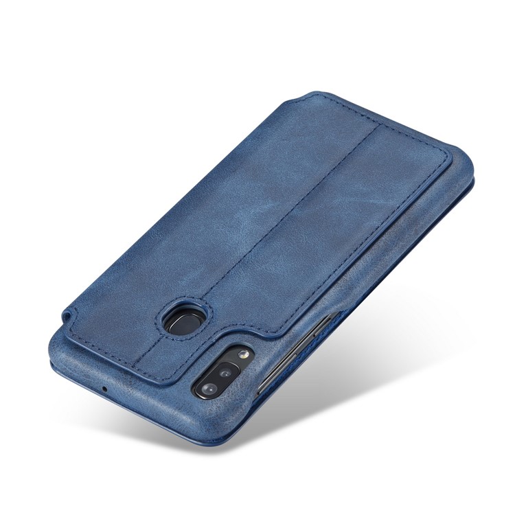 LC.IMEEKE Retro Style Leather Phone Shell with Card Holder for Samsung Galaxy A20e - Blue-7
