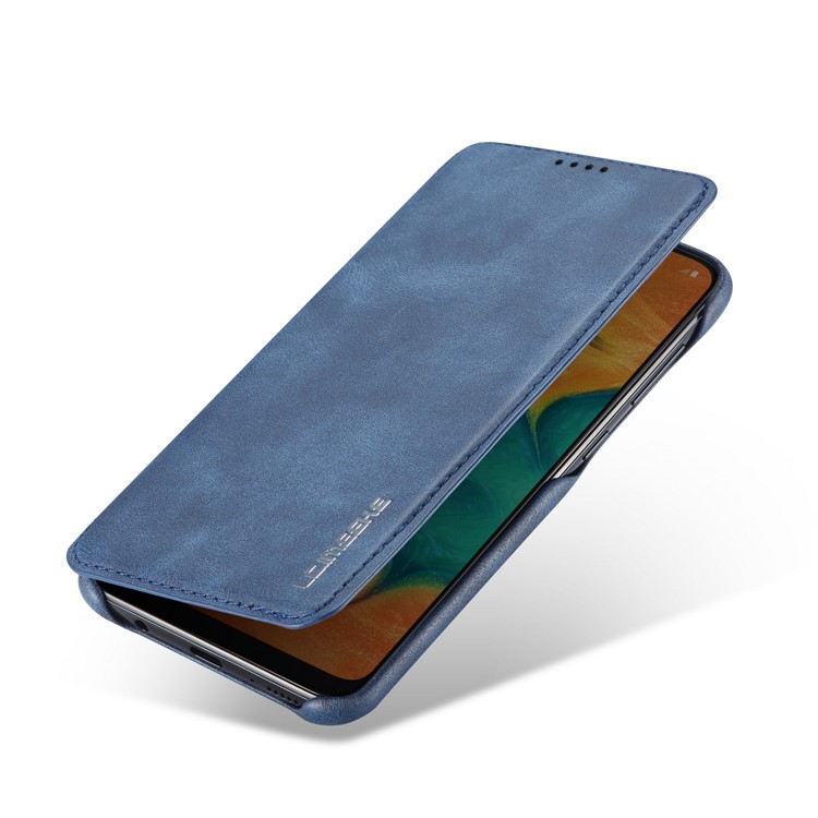 Lc. Cáscara de Teléfono de Cuero de Estilo Retro Imeeke Con Soporte Para Tarjetas Para Samsung Galaxy A20e - Azul