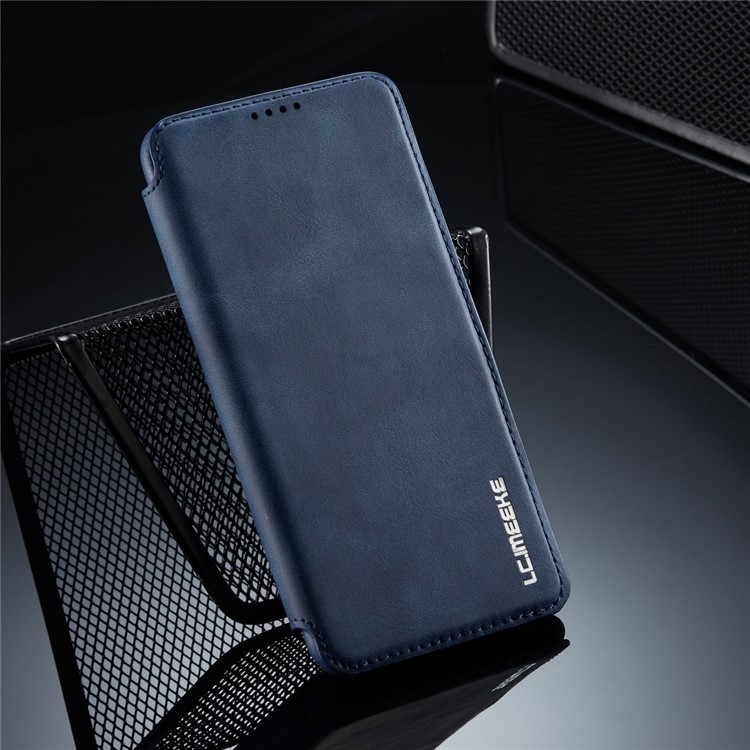LC.IMEEKE Retro Style Leather Phone Shell with Card Holder for Samsung Galaxy A20e - Blue-9