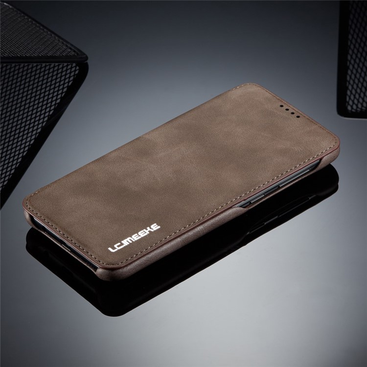 LC.IMEEKE Retro Style Leather Phone Shell with Card Holder for Samsung Galaxy A20e - Coffee-11