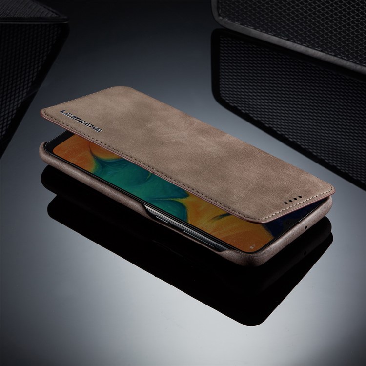 LC.IMEEKE Retro Style Leather Phone Shell with Card Holder for Samsung Galaxy A20e - Coffee-14