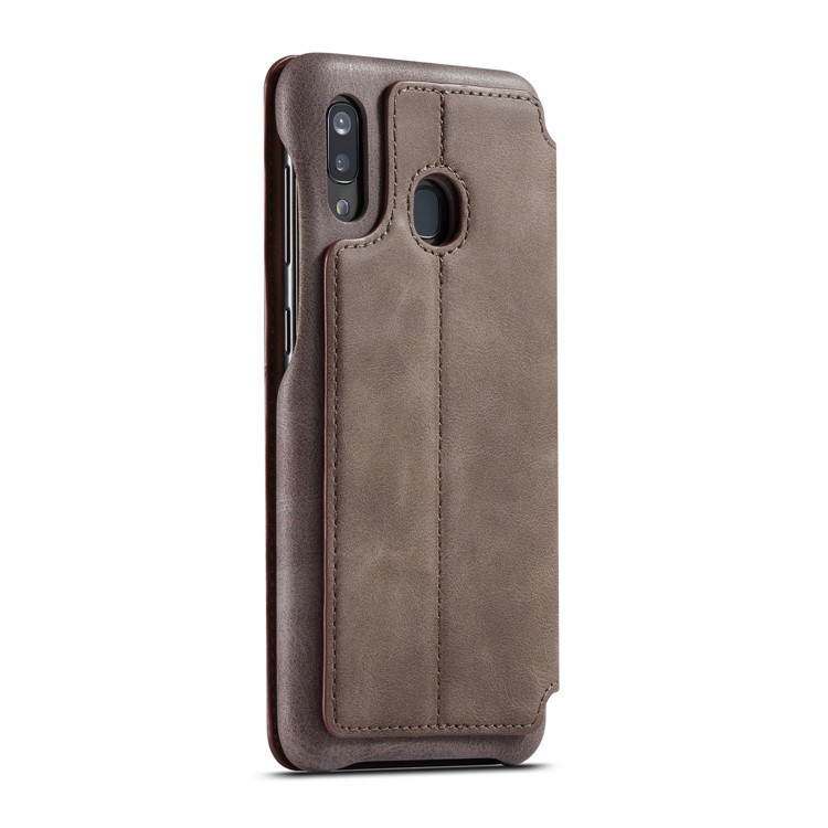 LC.IMEEKE Retro Style Leather Phone Shell with Card Holder for Samsung Galaxy A20e - Coffee-4