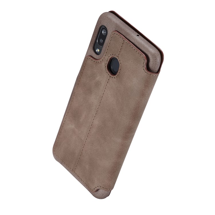 LC.IMEEKE Retro Style Leather Phone Shell with Card Holder for Samsung Galaxy A20e - Coffee-6