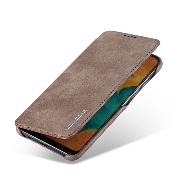 LC.IMEEKE Retro Style Leather Phone Shell with Card Holder for Samsung Galaxy A20e - Coffee-8