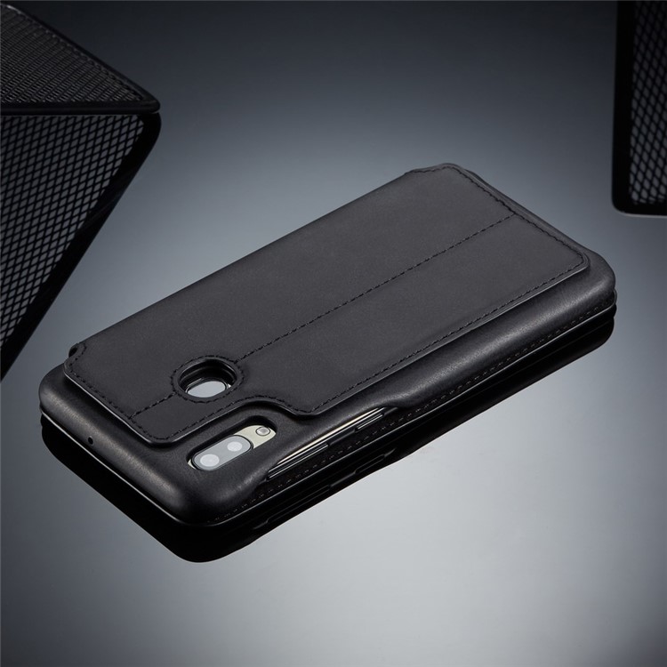 LC.IMEEKE Retro Style Flip Leather Card Holder Phone Shell for Samsung Galaxy A40 - Black-12