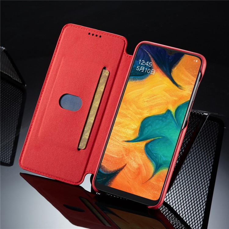 LC.IMEEKE Retro Style Flip Leather Card Holder Phone Shell for Samsung Galaxy A40 - Red-10