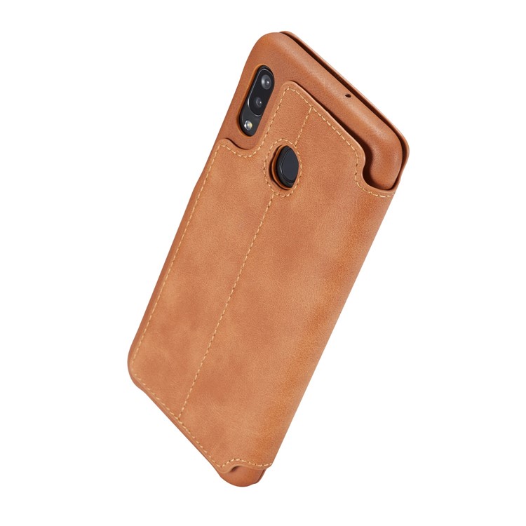 LC.IMEEKE Retro Style Flip Leather Card Holder Phone Shell for Samsung Galaxy A40 - Brown-6