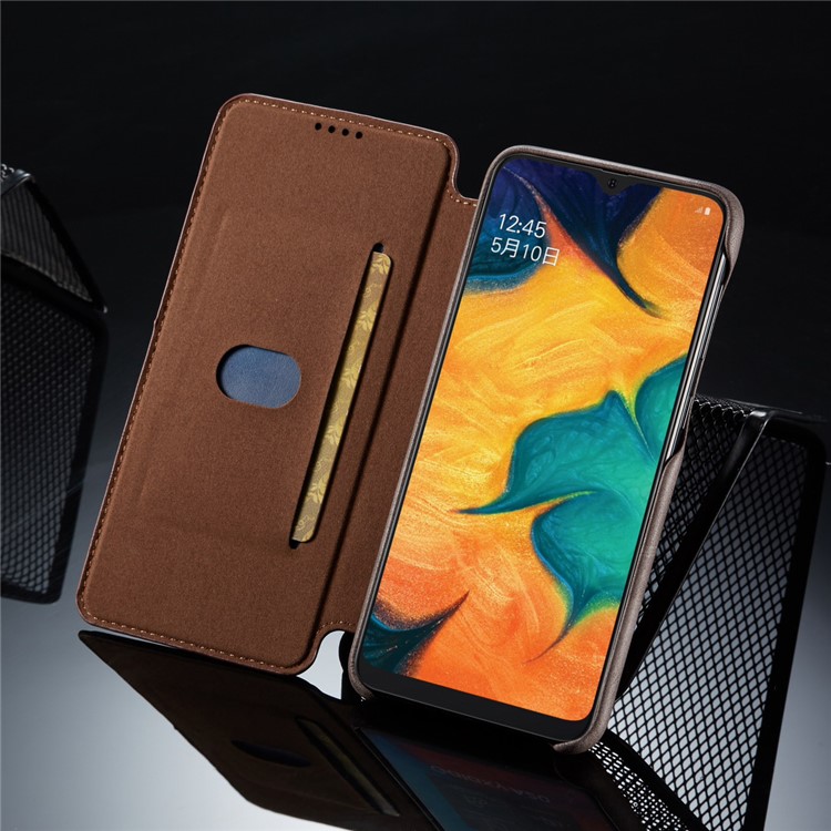 LC.IMEEKE Retro Style Flip Leather Card Holder Phone Shell for Samsung Galaxy A40 - Coffee-10