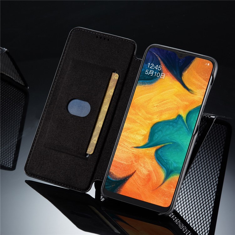 LC.IMEEKE Retro Style Leather Shell with Card Holder for Samsung Galaxy A30/A20 - Black-10