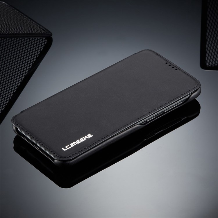 LC.IMEEKE Retro Style Leather Shell with Card Holder for Samsung Galaxy A30/A20 - Black-11