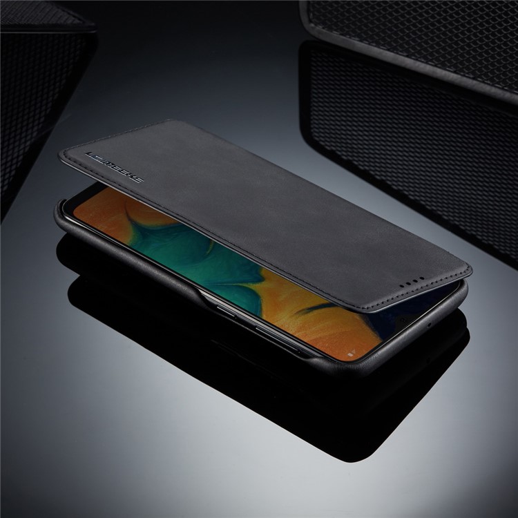 LC.IMEEKE Retro Style Leather Shell with Card Holder for Samsung Galaxy A30/A20 - Black-13