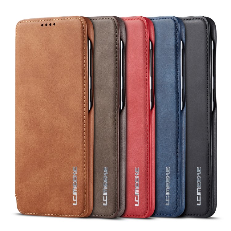 LC.IMEEKE Retro Style Leather Shell with Card Holder for Samsung Galaxy A30/A20 - Black-15