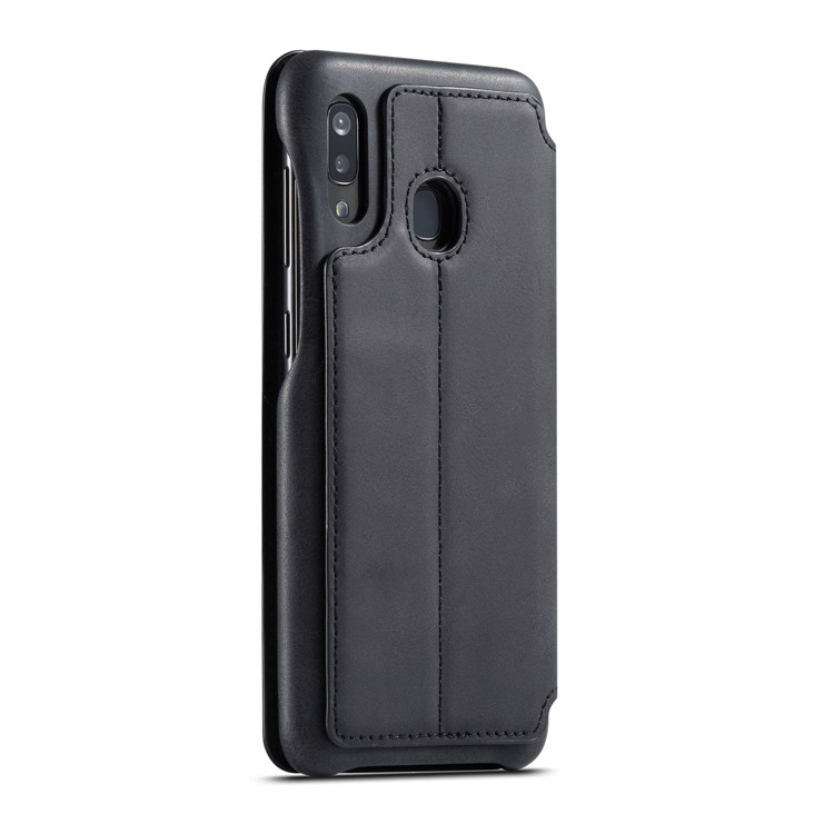 LC.IMEEKE Retro Style Leather Shell with Card Holder for Samsung Galaxy A30/A20 - Black-4