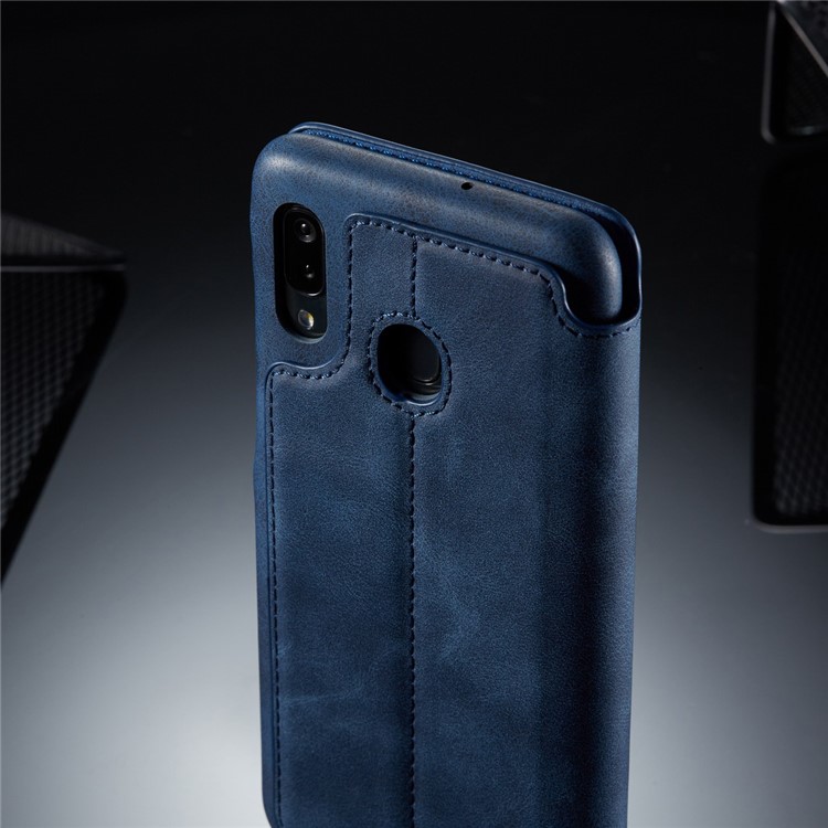 Lc. Coque en Cuir de Style Rétro Imeeke Avec Support de Carte Pour Samsung Galaxy A30 / A20 - Bleu-14