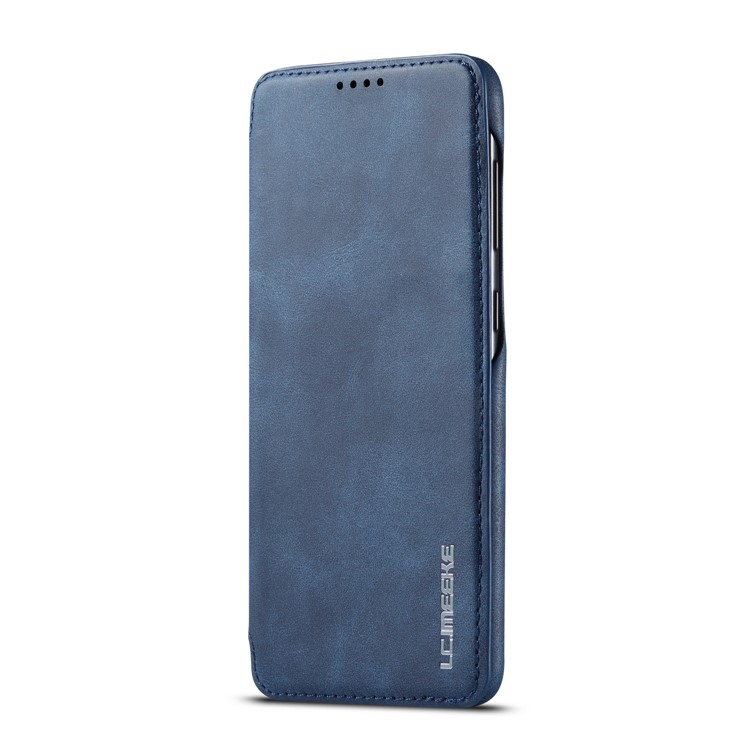 LC.IMEEKE Retro Style Leather Shell with Card Holder for Samsung Galaxy A30/A20 - Blue-3