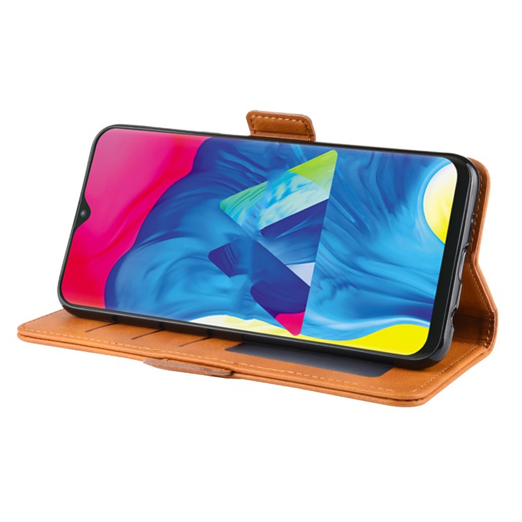 Magnet Adsorption Split Leather Wallet Stand Casing Shell for Samsung Galaxy A10/M10 - Brown-6