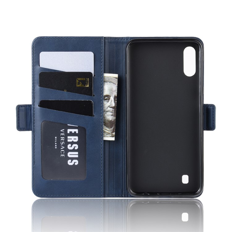 Magnet Adsorption Split Leather Wallet Stand Casing Shell for Samsung Galaxy A10/M10 - Blue-4