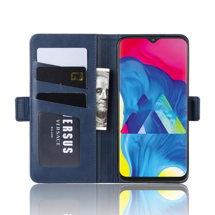 Magnet Adsorption Split Leather Wallet Stand Casing Shell for Samsung Galaxy A10/M10 - Blue-5