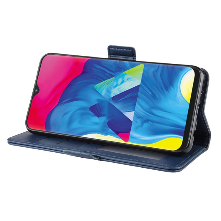 Magnet Adsorption Split Leather Wallet Stand Casing Shell for Samsung Galaxy A10/M10 - Blue-6