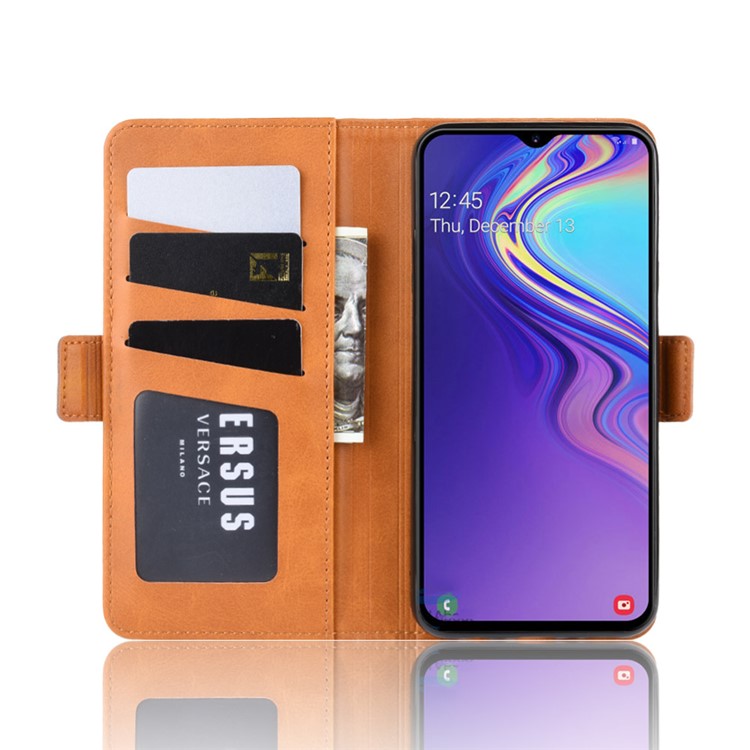 Magnet Adsorption Split Leather Wallet Phone Stand Case for Samsung Galaxy M20 - Brown-5