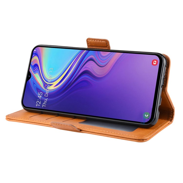 Magnet Adsorption Split Leather Wallet Phone Stand Case for Samsung Galaxy M20 - Brown-6