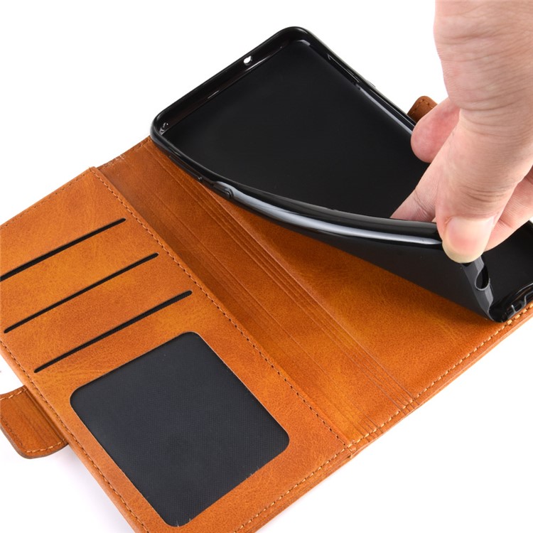 Magnet Adsorption Split Leather Wallet Phone Stand Case for Samsung Galaxy M20 - Brown-8