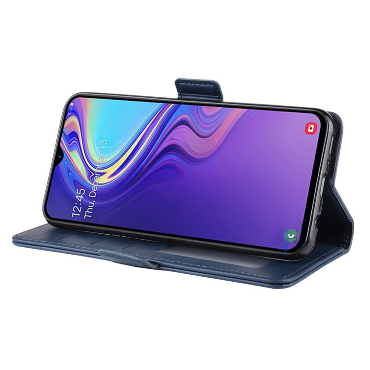 Magnet Adsorption Split Leather Wallet Phone Stand Case for Samsung Galaxy M20 - Blue-6
