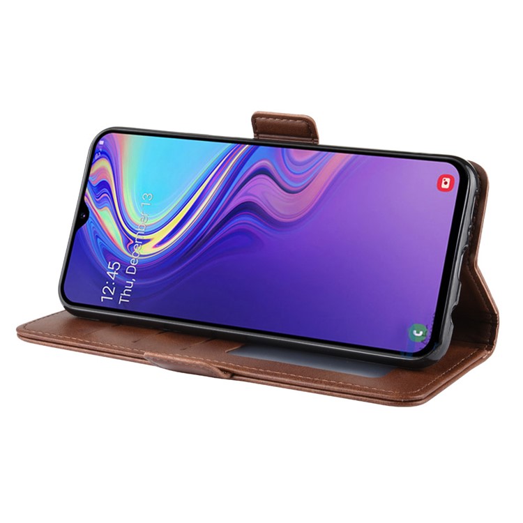 Magnet Adsorption Split Leather Wallet Phone Stand Case for Samsung Galaxy M20 - Coffee-6
