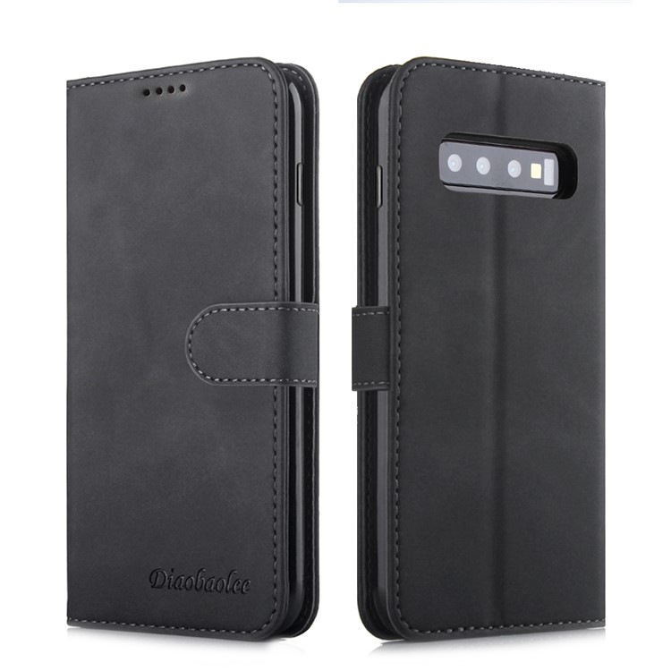 DIAOBAOLEE Leather Wallet Stand Case for Samsung Galaxy S10 - Black