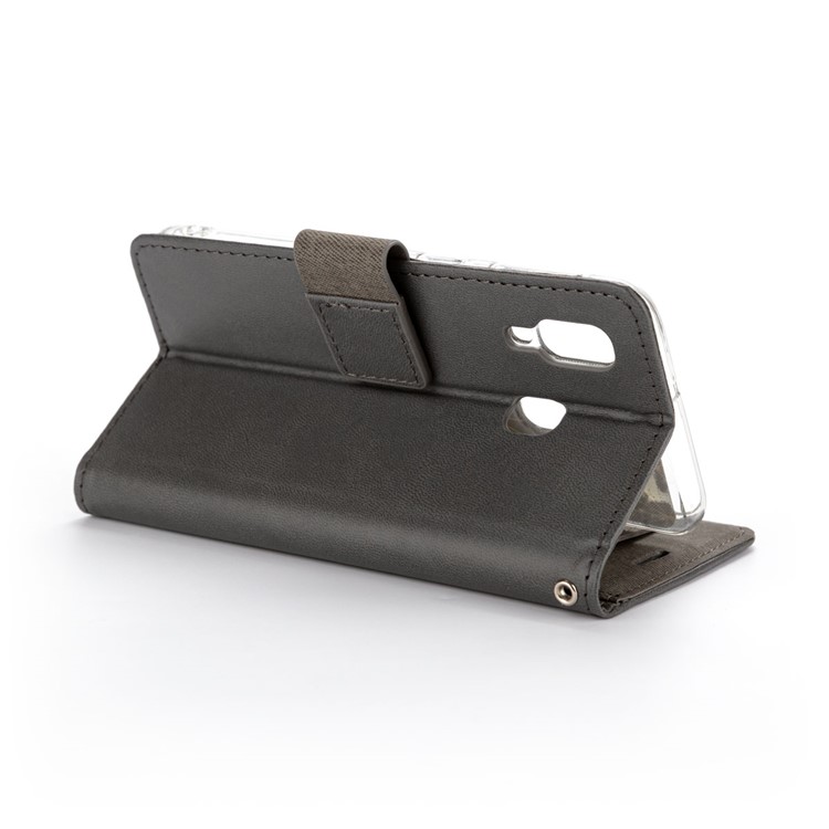 ROAR Solid Color PU Leather Wallet Stand Phone Shell for Samsung Galaxy A40 - Grey-3