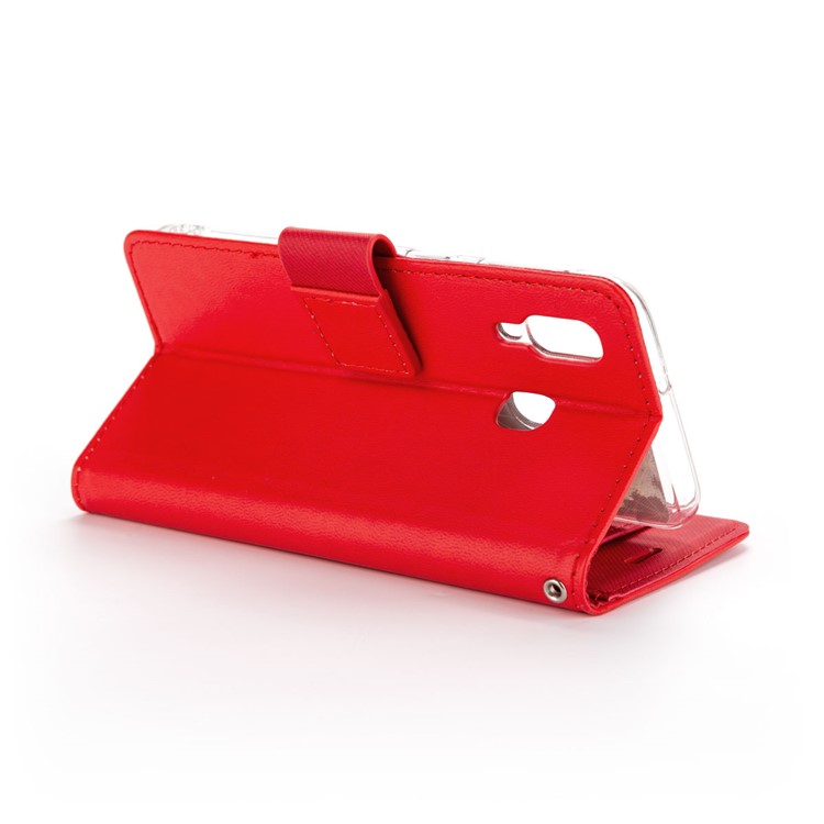 ROAR Solid Color PU Leather Wallet Stand Phone Shell for Samsung Galaxy A40 - Red-3