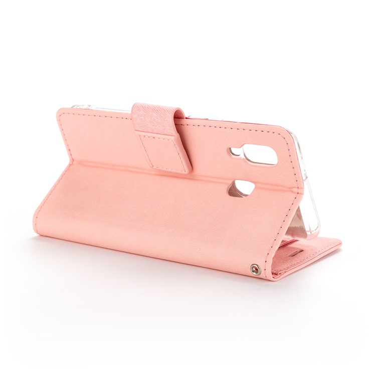 ROAR Solid Color PU Leather Wallet Stand Phone Shell for Samsung Galaxy A40 - Pink-3