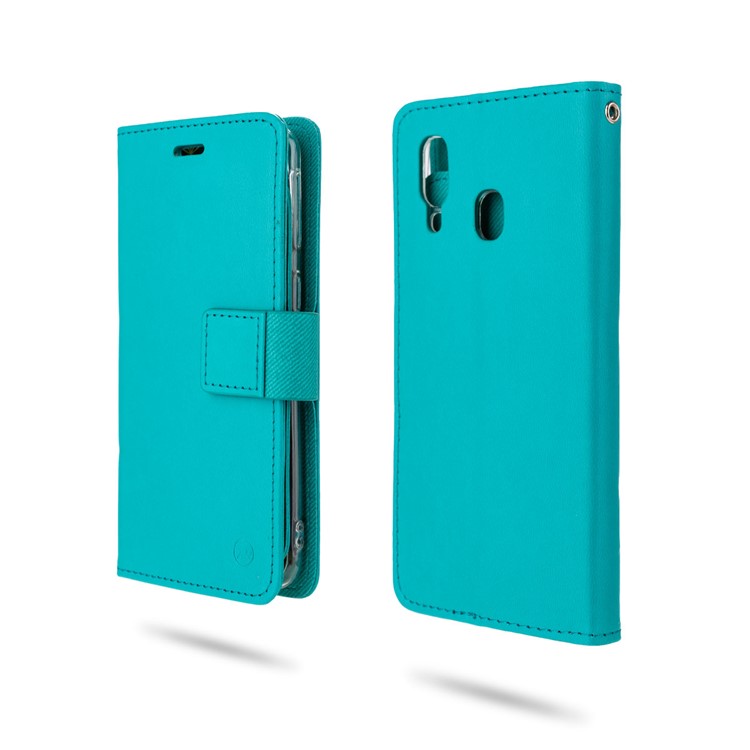ROAR Solid Color PU Leather Wallet Stand Phone Shell for Samsung Galaxy A40 - Green-1