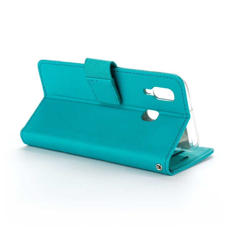 ROAR Solid Color PU Leather Wallet Stand Phone Shell for Samsung Galaxy A40 - Green-3