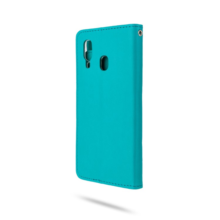 ROAR Solid Color PU Leather Wallet Stand Phone Shell for Samsung Galaxy A40 - Green-5
