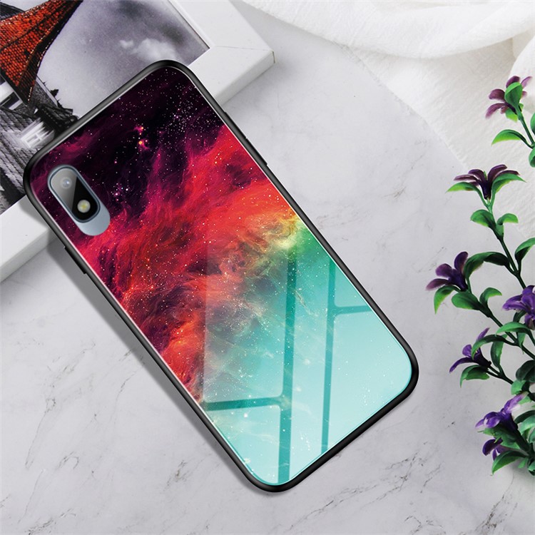 Glass + TPU + PC Hybrid Phone Casing for Samsung Galaxy A10e - Colorful Star Clouds-1