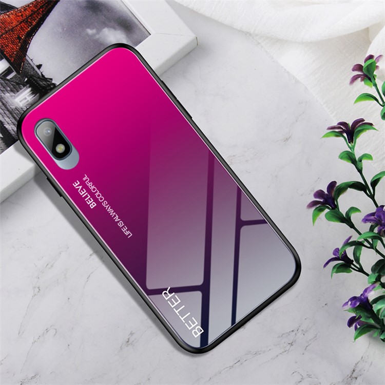Glass + TPU + PC Hybrid Phone Casing for Samsung Galaxy A10e - Rose-1