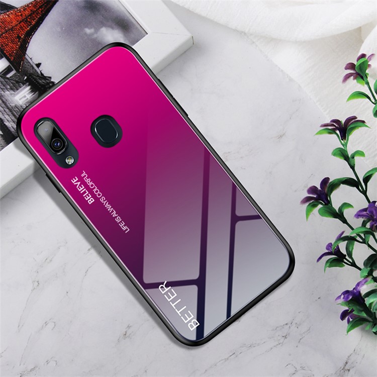 Glass + TPU Hybrid Case for Samsung Galaxy A20e - Rose-1