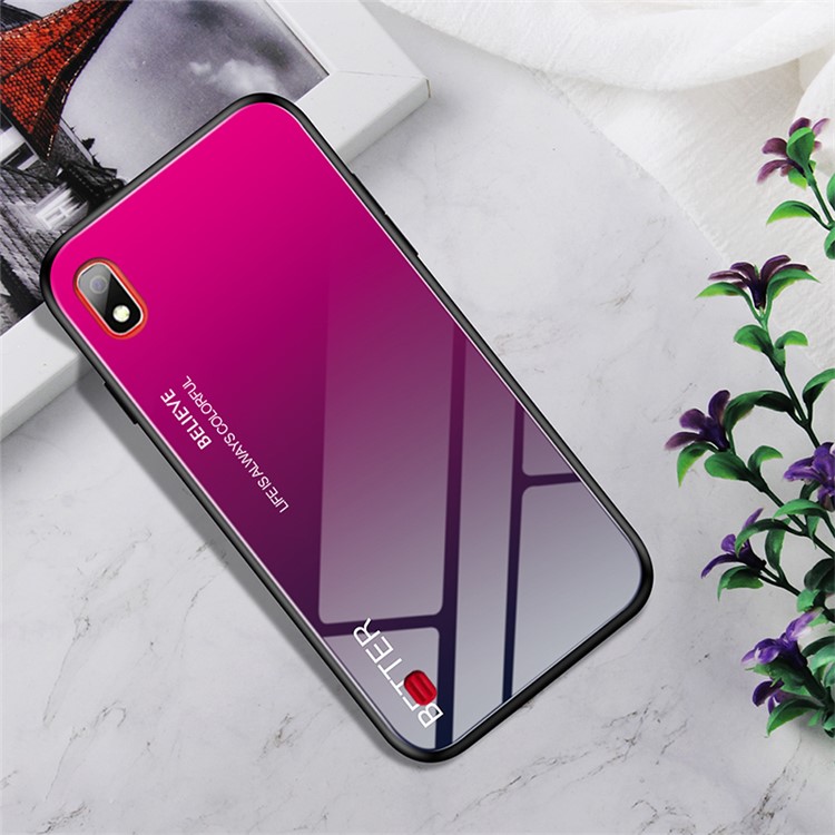 Glass + TPU Hybrid Case for Samsung Galaxy A10 - Rose-1