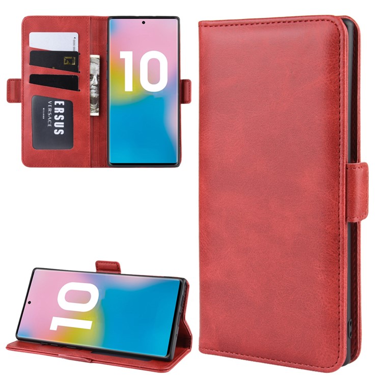 

Кожаный Кошелек Сотовый Телефон Стенд Чехол Для Samsung Galaxy Note 10 Pro - Красный, Galaxy Note 10 Plus