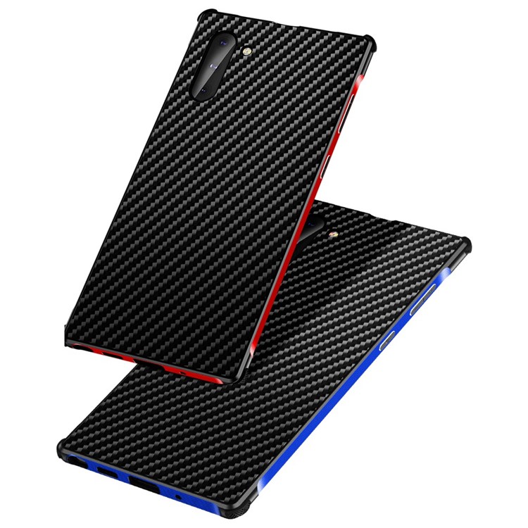 Carbon Fiber Texture Detachable 2-in-1 Metal+Aluminium Alloy Electroplating Phone Shell for Samsung Galaxy Note 10 - Black/Red-2