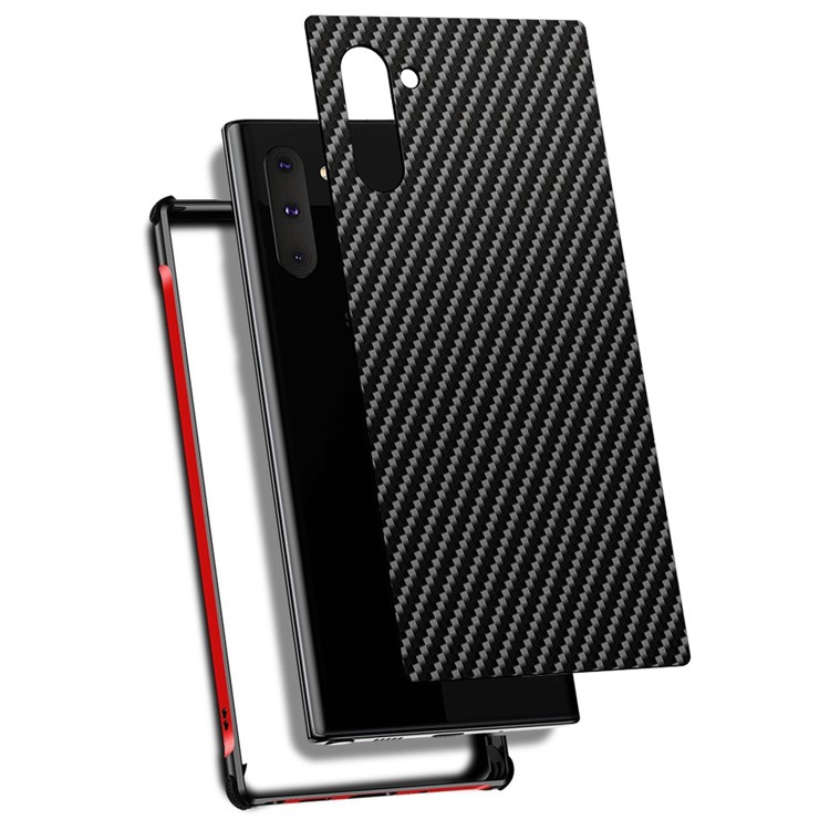 Carbon Fiber Texture Detachable 2-in-1 Metal+Aluminium Alloy Electroplating Phone Shell for Samsung Galaxy Note 10 - Black/Red-9