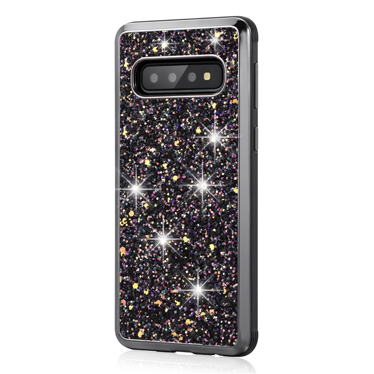 Glittery Sequins Detachable 2-in-1 Electroplating PC+ Soft TPU Hybrid Back Shell for Samsung Galaxy S10 Plus - Black-2