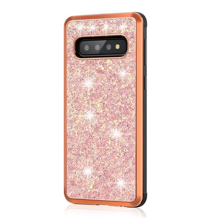 Glittery Sequins Detachable 2-in-1 Electroplating PC+ Soft TPU Hybrid Back Shell for Samsung Galaxy S10 Plus - Rose Gold-2