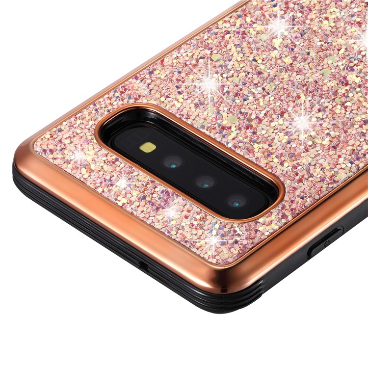 Glittery Sequins Detachable 2-in-1 Electroplating PC+ Soft TPU Hybrid Back Shell for Samsung Galaxy S10 Plus - Rose Gold-4