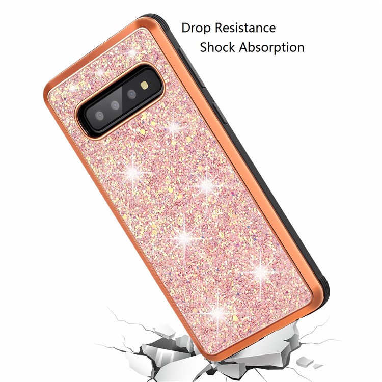 Glittery Sequins Detachable 2-in-1 Electroplating PC+ Soft TPU Hybrid Back Shell for Samsung Galaxy S10 Plus - Rose Gold-8