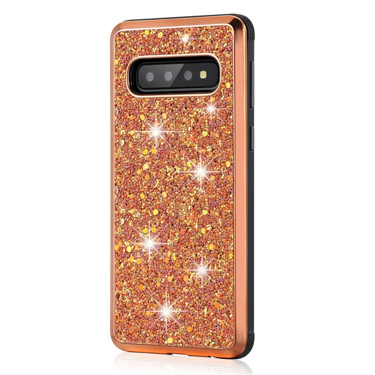 Glittery Sequins Detachable 2-in-1 Electroplating PC+ Soft TPU Hybrid Back Shell for Samsung Galaxy S10 Plus - Gold-2