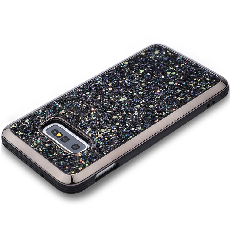 Detachable Electroplating Glittery Sequins Gel PC+TPU Hybrid Phone Case for Samsung Galaxy S10e - Black-2